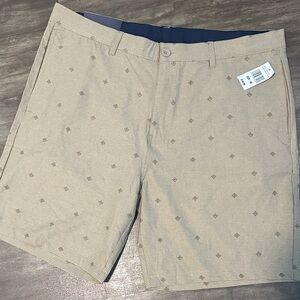 Men's Beige Patterned Flat Front Shorts